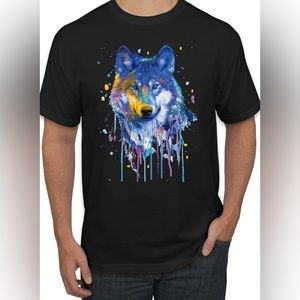 Wolf Painting Splatter Abstract Art Animal Lover Men's Graphic T-Shirt